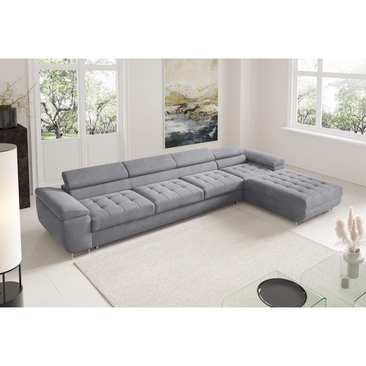 Rohová rozkládací sedací souprava BENJAMIN 272 XL Pravá Šedá IV SG nabytek