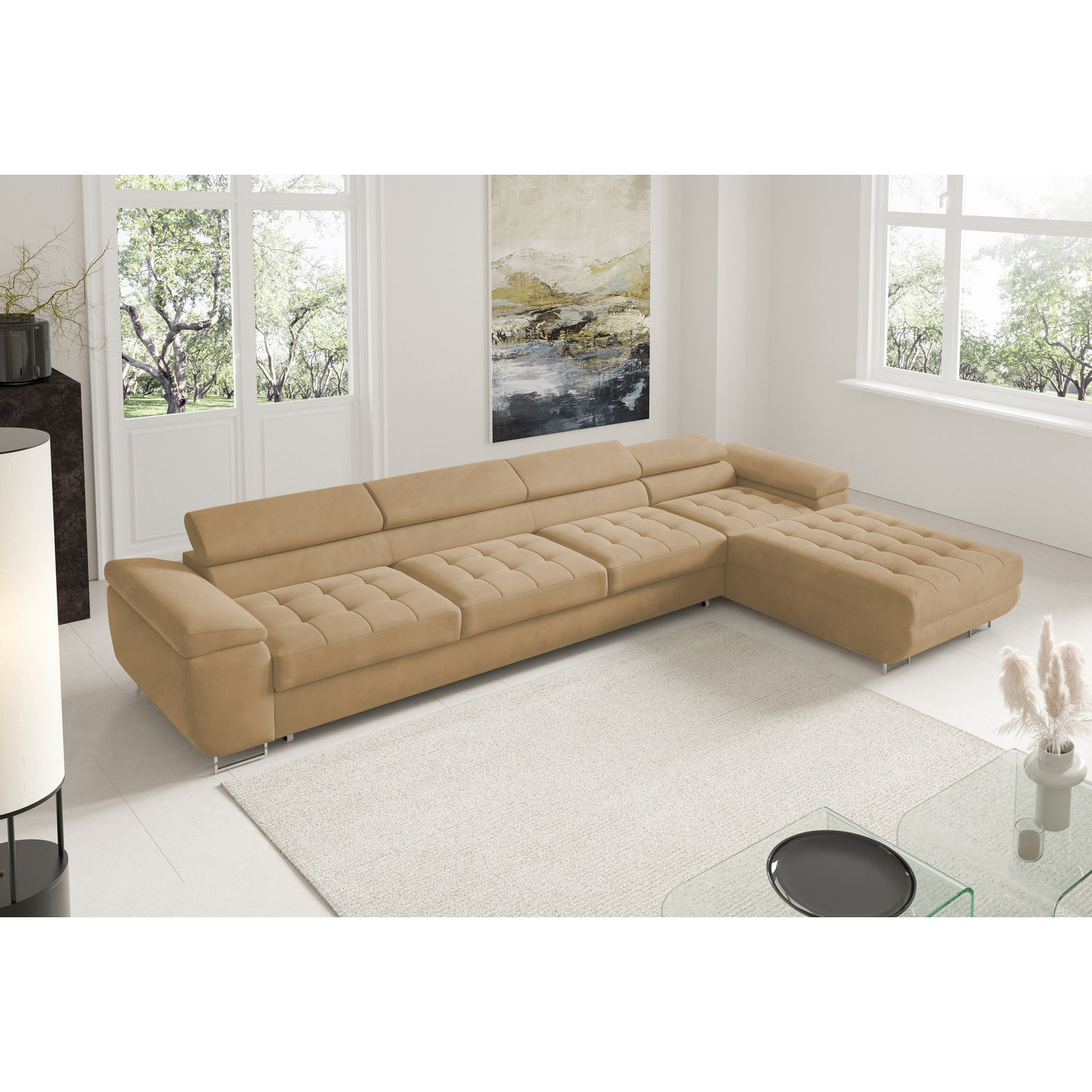 Rohová rozkládací sedací souprava BENJAMIN 272 XL Pravá Žlutá SG nabytek