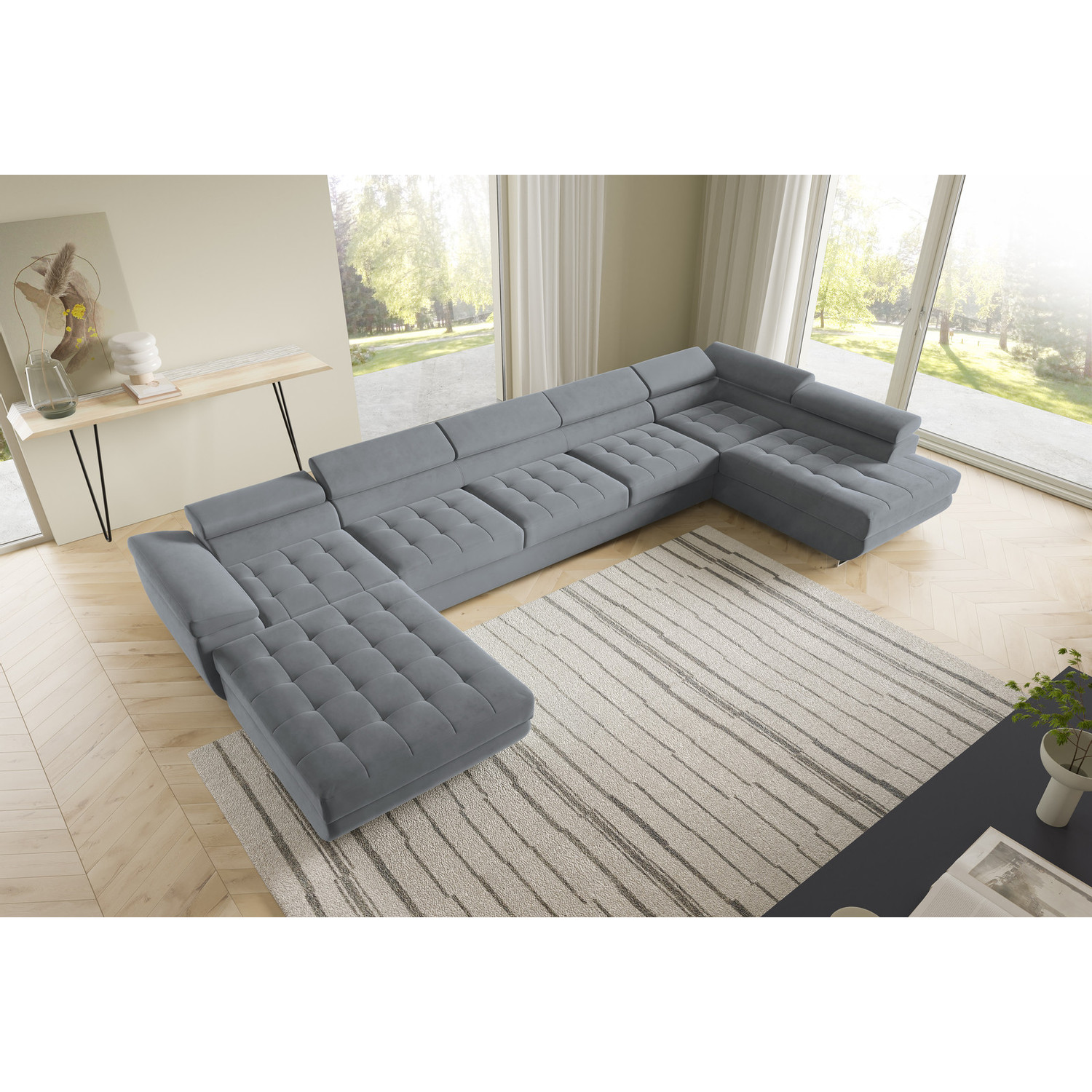 Rohová rozkládací sedací souprava BENJAMIN 275 U XL Pravá Šedá I SG nabytek