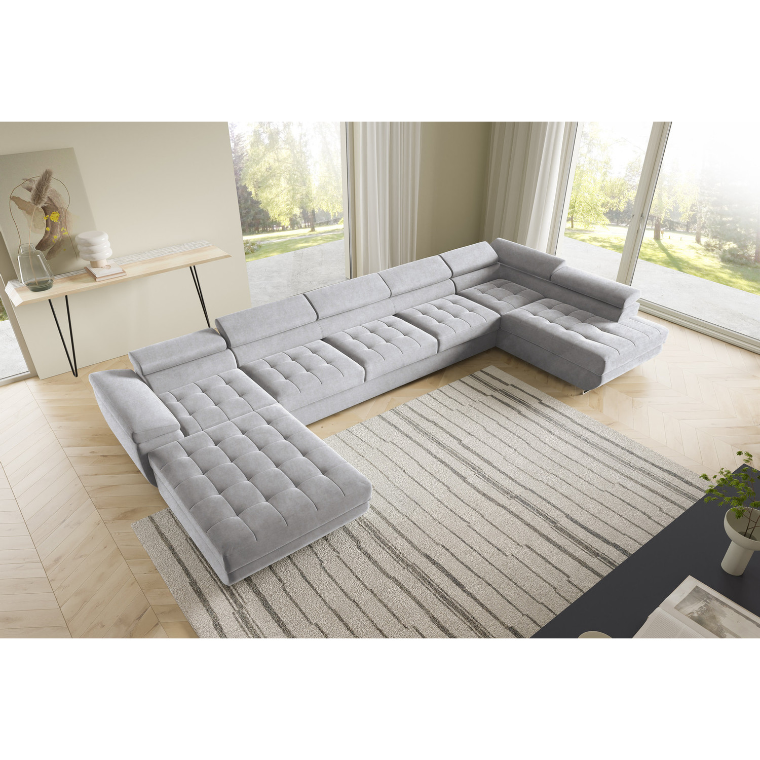 Rohová rozkládací sedací souprava BENJAMIN 275 U XL Pravá Šedá II SG nabytek