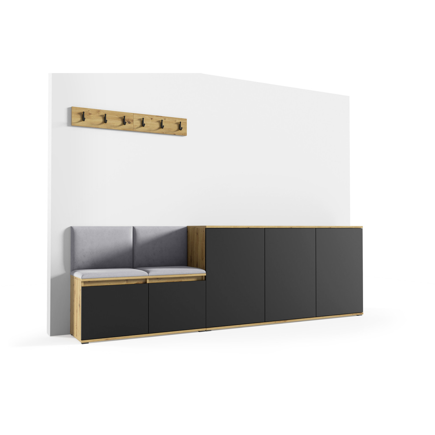 Předsíňová stěna AMI 35 Zelená II Dub sonoma SG nabytek