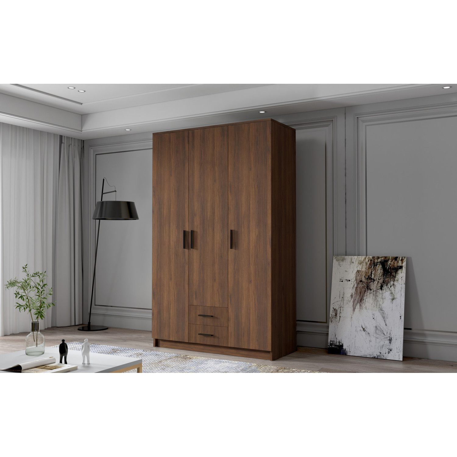 Šatní skříň ADA I 120 cm - ořech/černé úchytky ankon