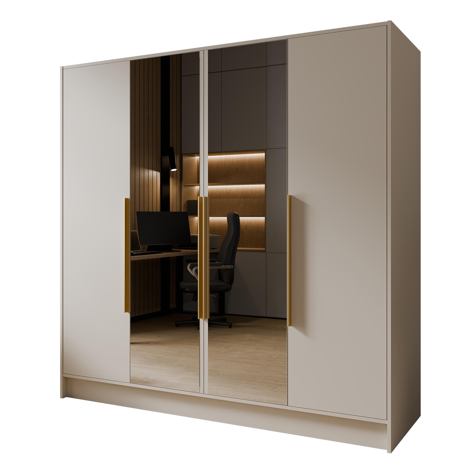 Šatní skříň LUSSO 200 béžová-zlatá Furniture