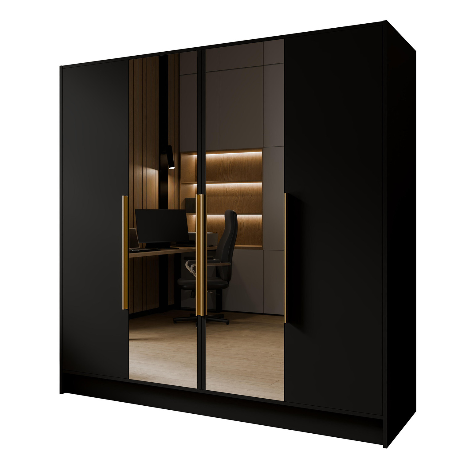 Šatní skříň LUSSO 200 černá-zlatá Furniture